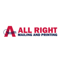 Logo of All Right Mailing and Printing, featuring a stylized letter 'A' in red with blue text.